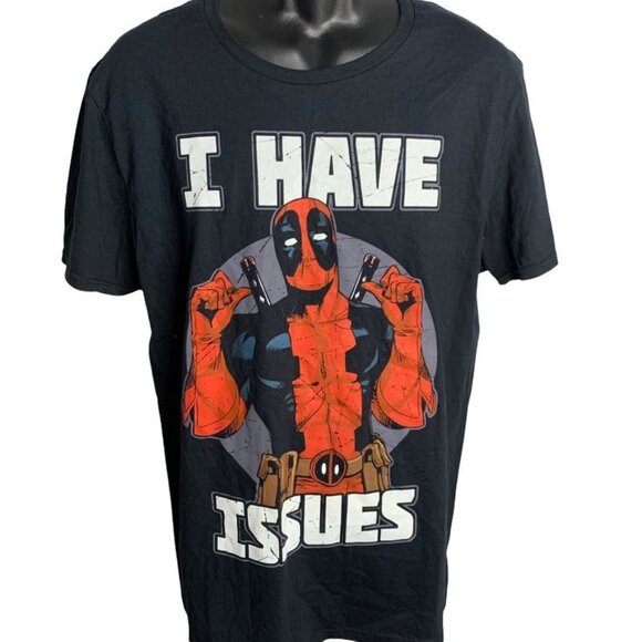 Mens Marvel Comics Deadpool I Have Issues Crewneck Short Sleeve T-shirt Large - Picture 1 of 4